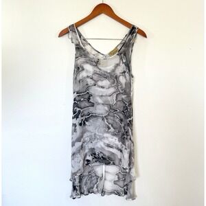 Lynn Ritchie Womens‎ Unique 100% Silk Layered Top Size S Gray Artsy Boho Hippie